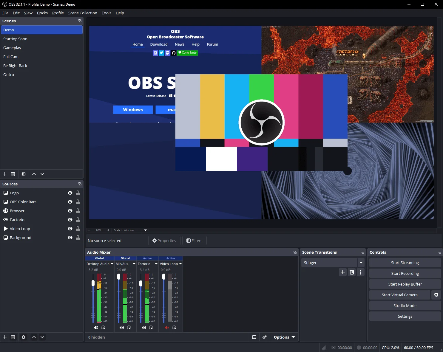 OBS Studio 官方画面